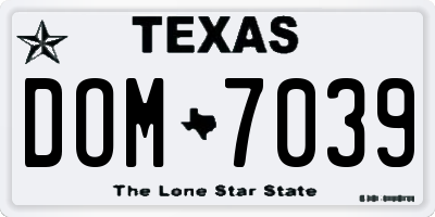 TX license plate DOM7039