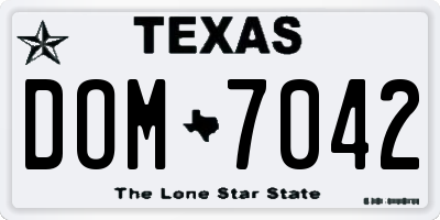 TX license plate DOM7042