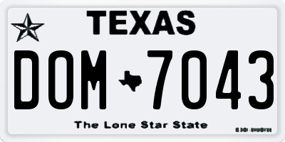 TX license plate DOM7043