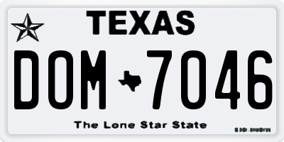 TX license plate DOM7046