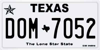 TX license plate DOM7052