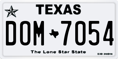 TX license plate DOM7054