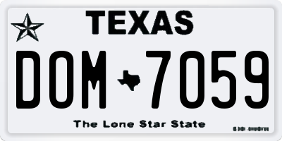 TX license plate DOM7059