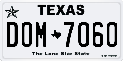 TX license plate DOM7060