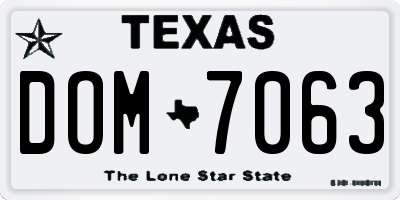 TX license plate DOM7063