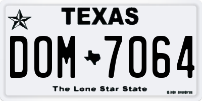 TX license plate DOM7064