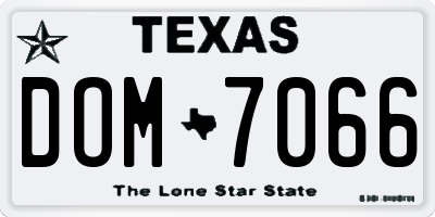 TX license plate DOM7066