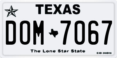 TX license plate DOM7067