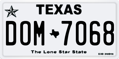 TX license plate DOM7068