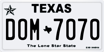 TX license plate DOM7070