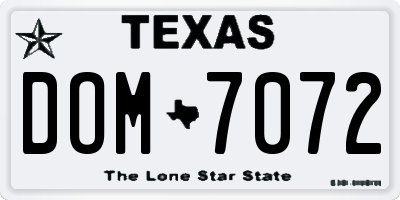 TX license plate DOM7072