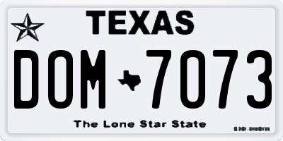 TX license plate DOM7073