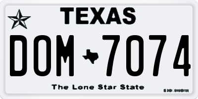TX license plate DOM7074