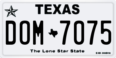 TX license plate DOM7075