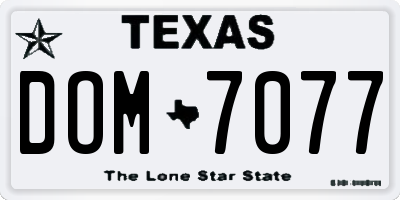 TX license plate DOM7077