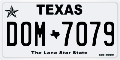 TX license plate DOM7079