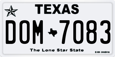TX license plate DOM7083