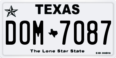 TX license plate DOM7087