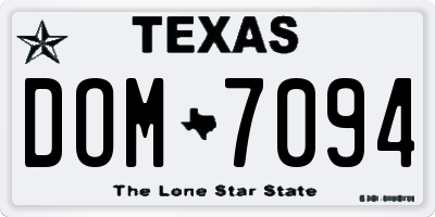 TX license plate DOM7094