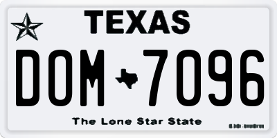 TX license plate DOM7096