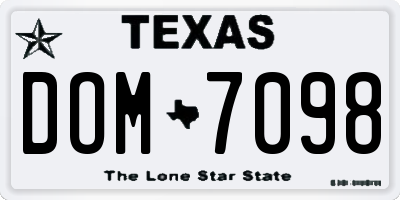 TX license plate DOM7098