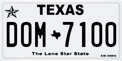TX license plate DOM7100