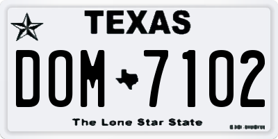 TX license plate DOM7102