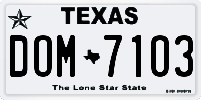 TX license plate DOM7103