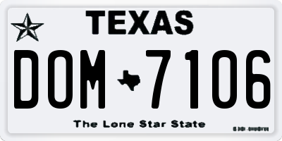 TX license plate DOM7106