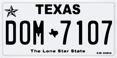 TX license plate DOM7107