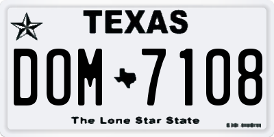 TX license plate DOM7108