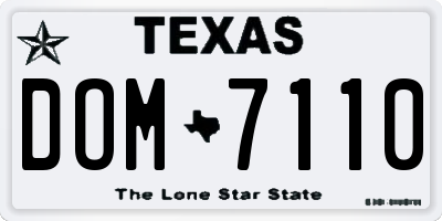 TX license plate DOM7110