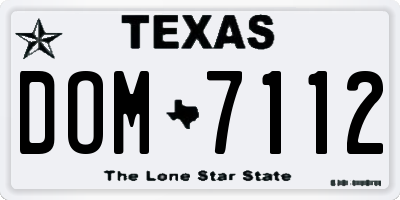 TX license plate DOM7112