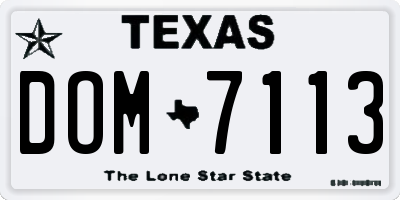 TX license plate DOM7113