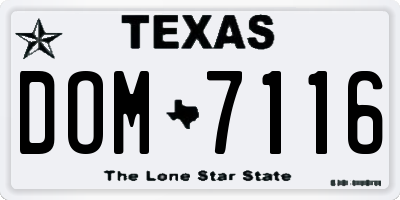 TX license plate DOM7116