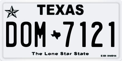 TX license plate DOM7121