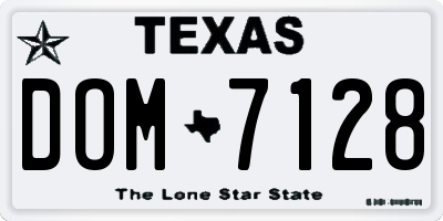 TX license plate DOM7128