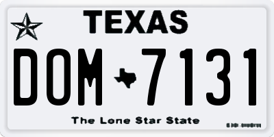 TX license plate DOM7131