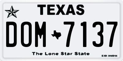 TX license plate DOM7137