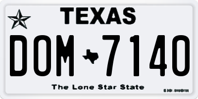 TX license plate DOM7140