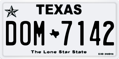TX license plate DOM7142