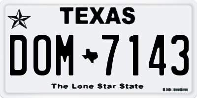 TX license plate DOM7143