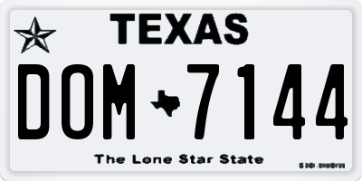 TX license plate DOM7144