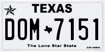 TX license plate DOM7151