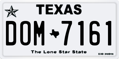 TX license plate DOM7161