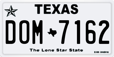 TX license plate DOM7162