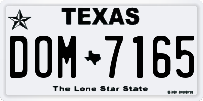 TX license plate DOM7165