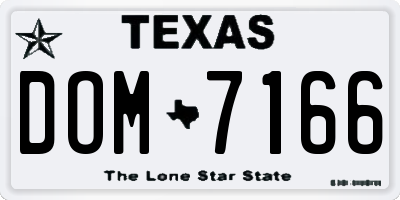 TX license plate DOM7166