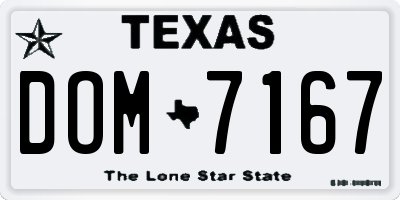 TX license plate DOM7167