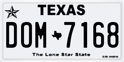 TX license plate DOM7168